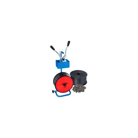 Kit feuillard polypro 12 mm - Devidoir - Combine - 2000 Chapes- 2 bobines feuillard 12 x 0,6 mm x 1500 m